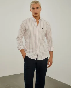 LION OF PORCHES Slim Fit^Camisa de riscas slim fit em popelina