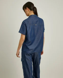 MULHER LION OF PORCHES Camisas^Camisa denim de manga curta