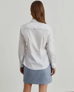 MULHER LION OF PORCHES Camisas^Camisa lisa com riscas finas em contraste