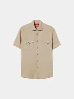 LION OF PORCHES Slim Fit^Camisa manga curta slim fit em linho