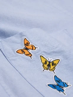 MULHER LION OF PORCHES Camisas^Camisa oxford com borboletas no bolso Lion x Killa