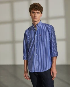 LION OF PORCHES Regular Fit^Camisa regular fit de algodão com padrão de riscas