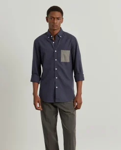 LION OF PORCHES Slim Fit^Camisa slim fit com bolso em contraste