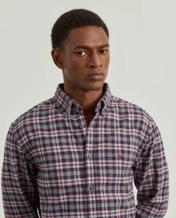 LION OF PORCHES Slim Fit^Camisa slim fit de algodão com padrão de xadrez