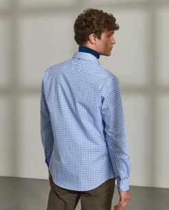LION OF PORCHES Slim Fit^Camisa slim fit de algodão com padrão de xadrez