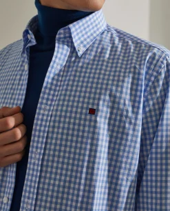LION OF PORCHES Slim Fit^Camisa slim fit de algodão com padrão de xadrez