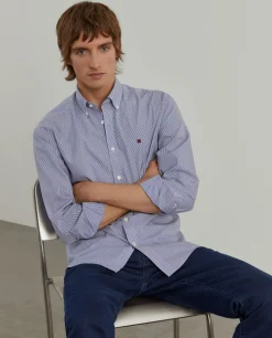 LION OF PORCHES Slim Fit^Camisa slim fit de algodão às riscas