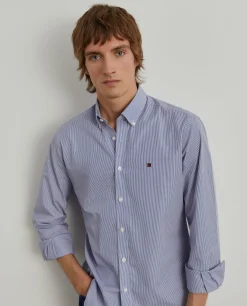 LION OF PORCHES Slim Fit^Camisa slim fit de algodão às riscas
