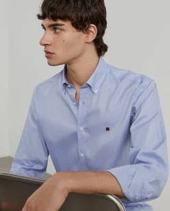 LION OF PORCHES Slim Fit^Camisa slim fit de algodão em cor lisa