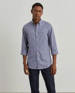 LION OF PORCHES Slim Fit^Camisa slim fit de algodão com padrão de xadrez