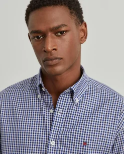 LION OF PORCHES Slim Fit^Camisa slim fit de algodão com padrão de xadrez