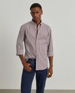 LION OF PORCHES Slim Fit^Camisa slim fit de algodão às riscas