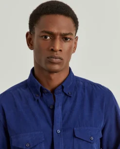 LION OF PORCHES Slim Fit^Camisa slim fit de bombazine em cor lisa