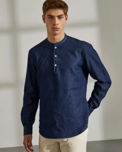 LION OF PORCHES Slim Fit^Camisa slim fit denim com carcela de polo
