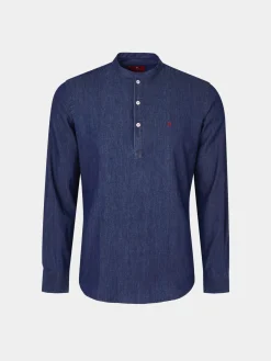 LION OF PORCHES Slim Fit^Camisa slim fit denim com carcela de polo