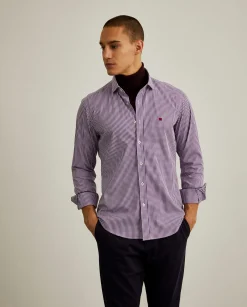 LION OF PORCHES Slim Fit^Camisa slim fit em algodão padrão quadrados