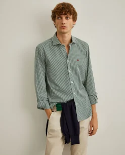 LION OF PORCHES Slim Fit^Camisa slim fit em algodão padrão quadrados