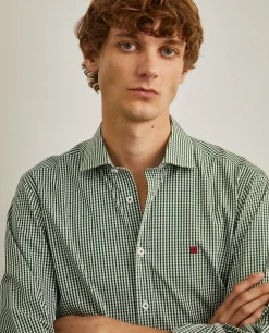 LION OF PORCHES Slim Fit^Camisa slim fit em algodão padrão quadrados