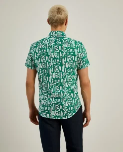 LION OF PORCHES Slim Fit^Camisa slim fit em linho com padrão all over
