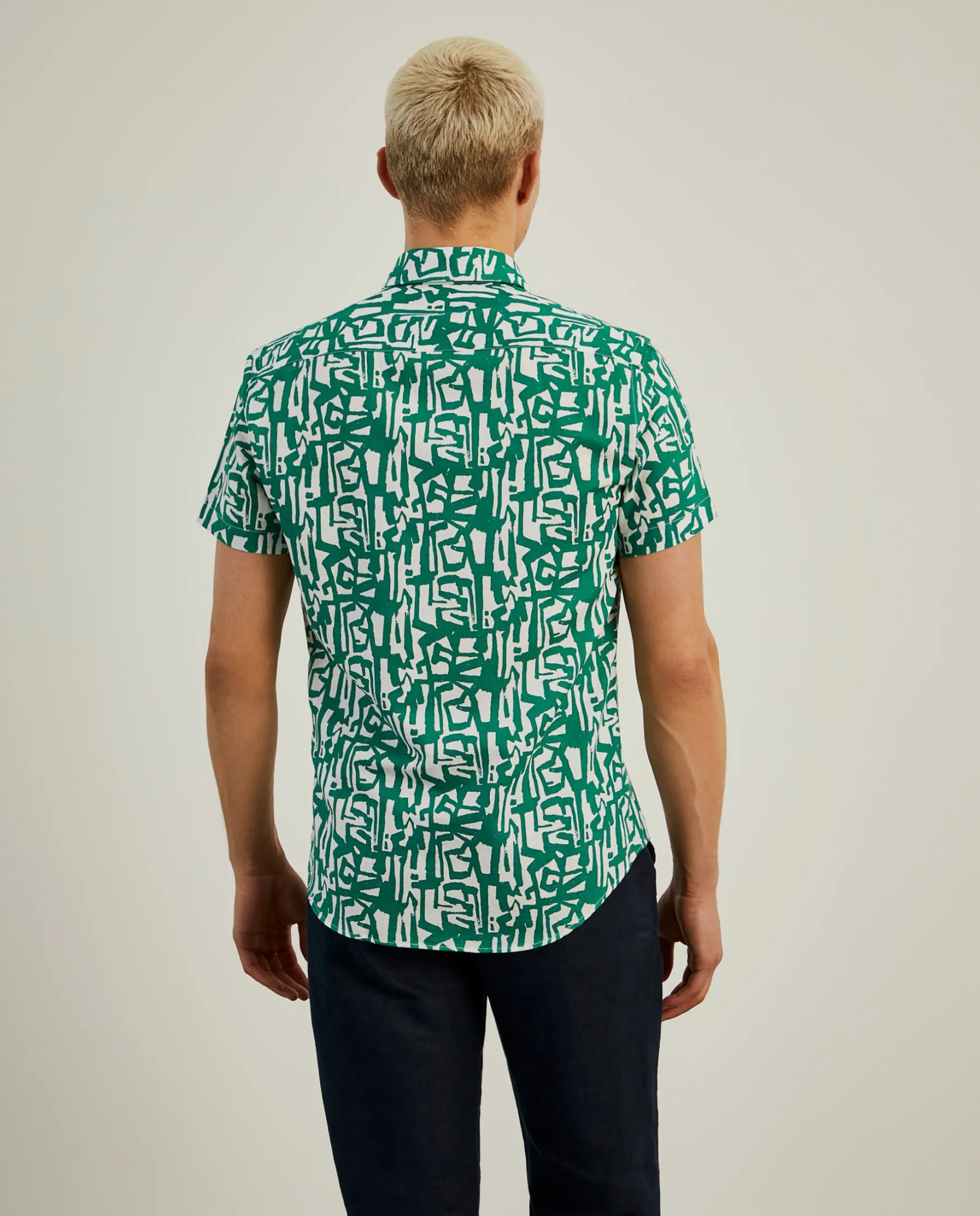LION OF PORCHES Slim Fit^Camisa slim fit em linho com padrão all over