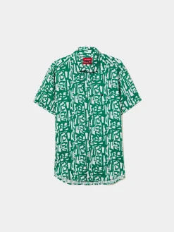 LION OF PORCHES Slim Fit^Camisa slim fit em linho com padrão all over