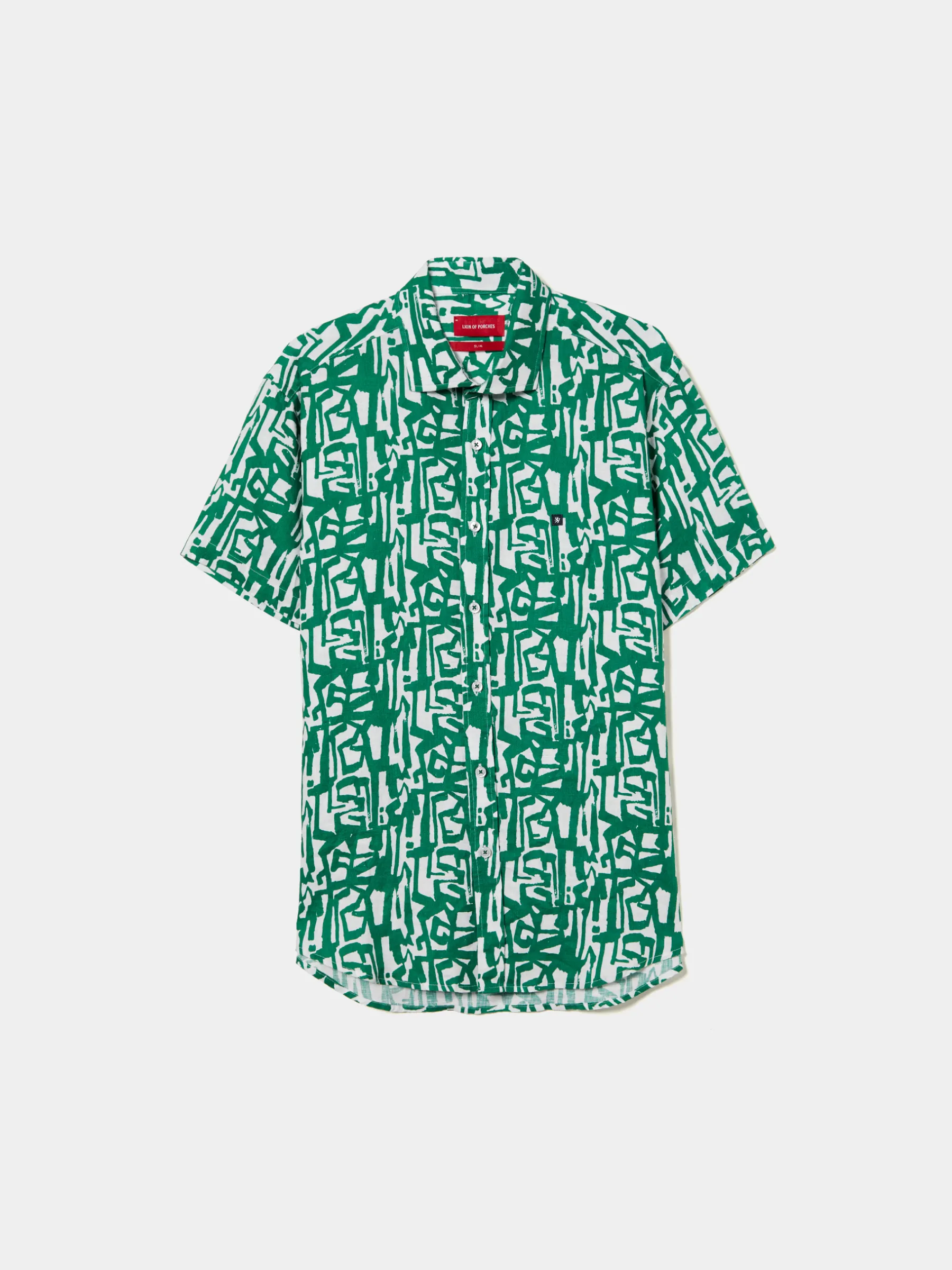 LION OF PORCHES Slim Fit^Camisa slim fit em linho com padrão all over