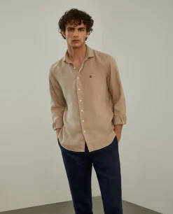 LION OF PORCHES Slim Fit^Camisa slim fit em linho garment dye