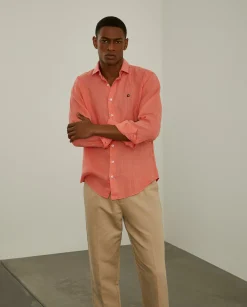 LION OF PORCHES Slim Fit^Camisa slim fit em linho garment dye