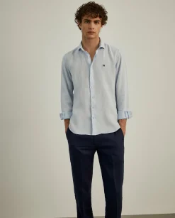 LION OF PORCHES Slim Fit^Camisa slim fit em linho garment dye