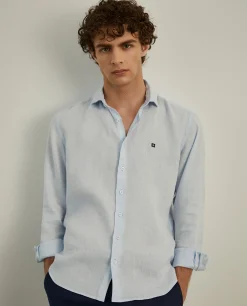 LION OF PORCHES Slim Fit^Camisa slim fit em linho garment dye
