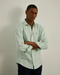 LION OF PORCHES Slim Fit^Camisa slim fit em linho garment dye