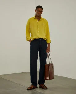 LION OF PORCHES Slim Fit^Camisa slim fit em linho garment dye