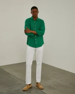 LION OF PORCHES Slim Fit^Camisa slim fit em linho garment dye