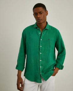 LION OF PORCHES Slim Fit^Camisa slim fit em linho garment dye