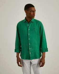 LION OF PORCHES Slim Fit^Camisa slim fit em linho garment dye