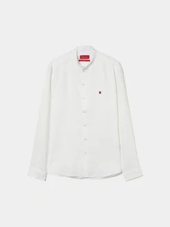 LION OF PORCHES Slim Fit^Camisa slim fit em linho gola mandarim