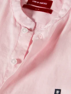 LION OF PORCHES Slim Fit^Camisa slim fit em linho com gola mandarim