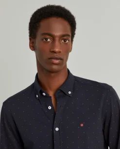 LION OF PORCHES Slim Fit^Camisa slim fit em malha piquê com padrão