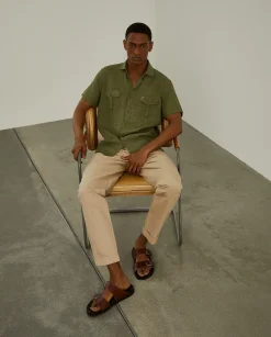 LION OF PORCHES Slim Fit^Camisa slim fit manga curta em linho