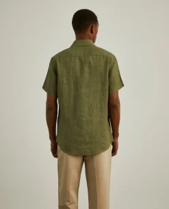 LION OF PORCHES Slim Fit^Camisa slim fit manga curta em linho