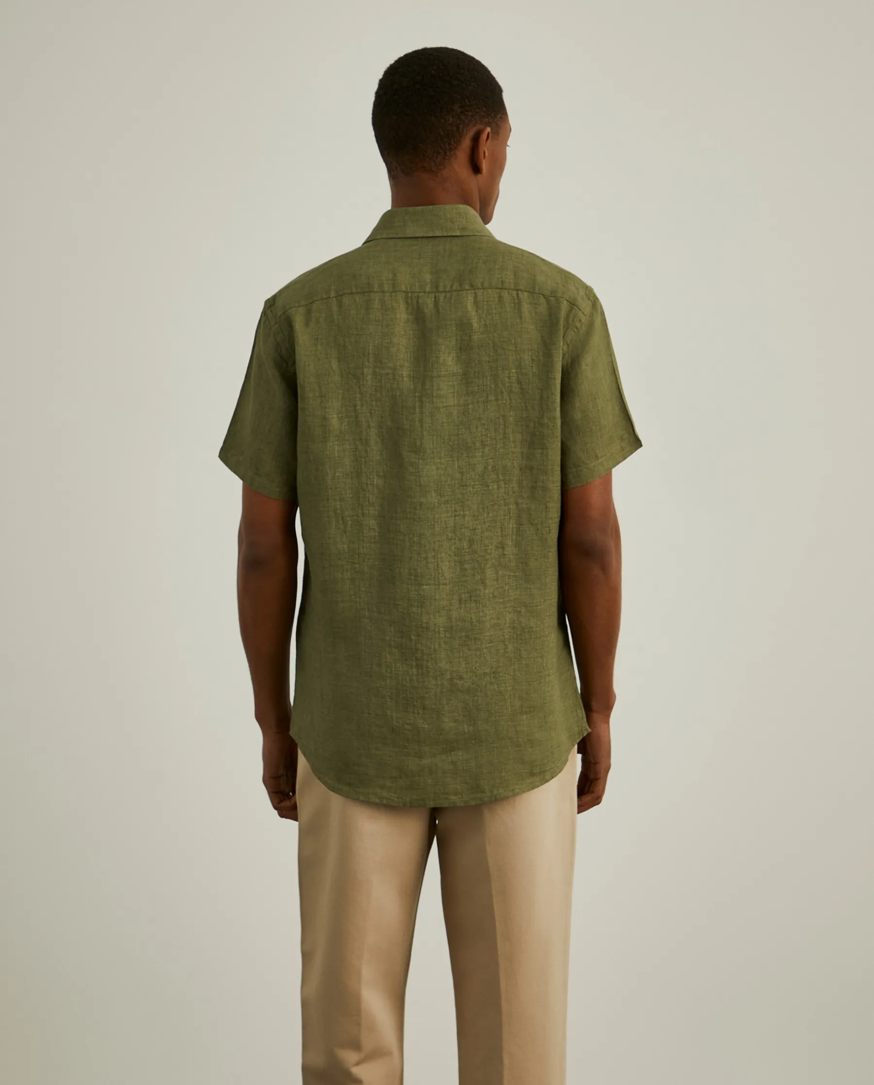 LION OF PORCHES Slim Fit^Camisa slim fit manga curta em linho