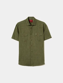 LION OF PORCHES Slim Fit^Camisa slim fit manga curta em linho