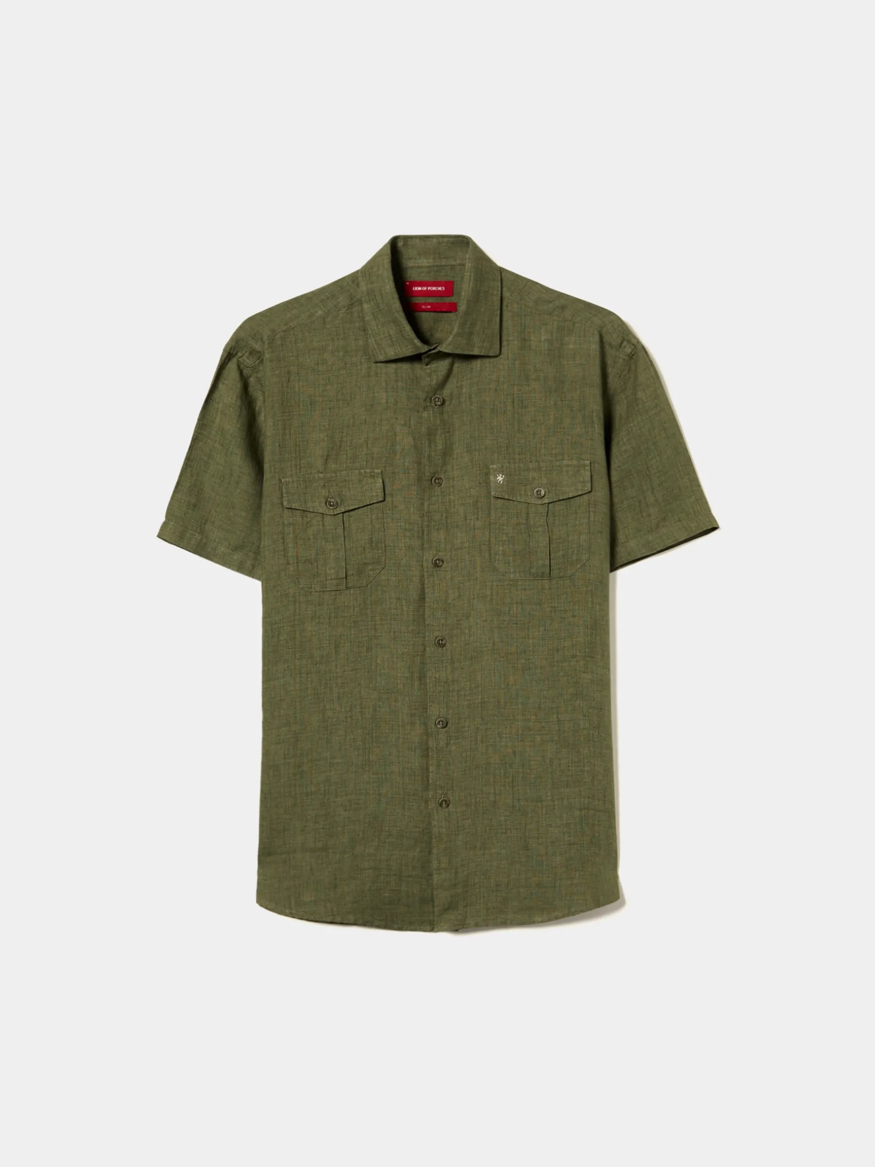 LION OF PORCHES Slim Fit^Camisa slim fit manga curta em linho