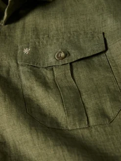 LION OF PORCHES Slim Fit^Camisa slim fit manga curta em linho
