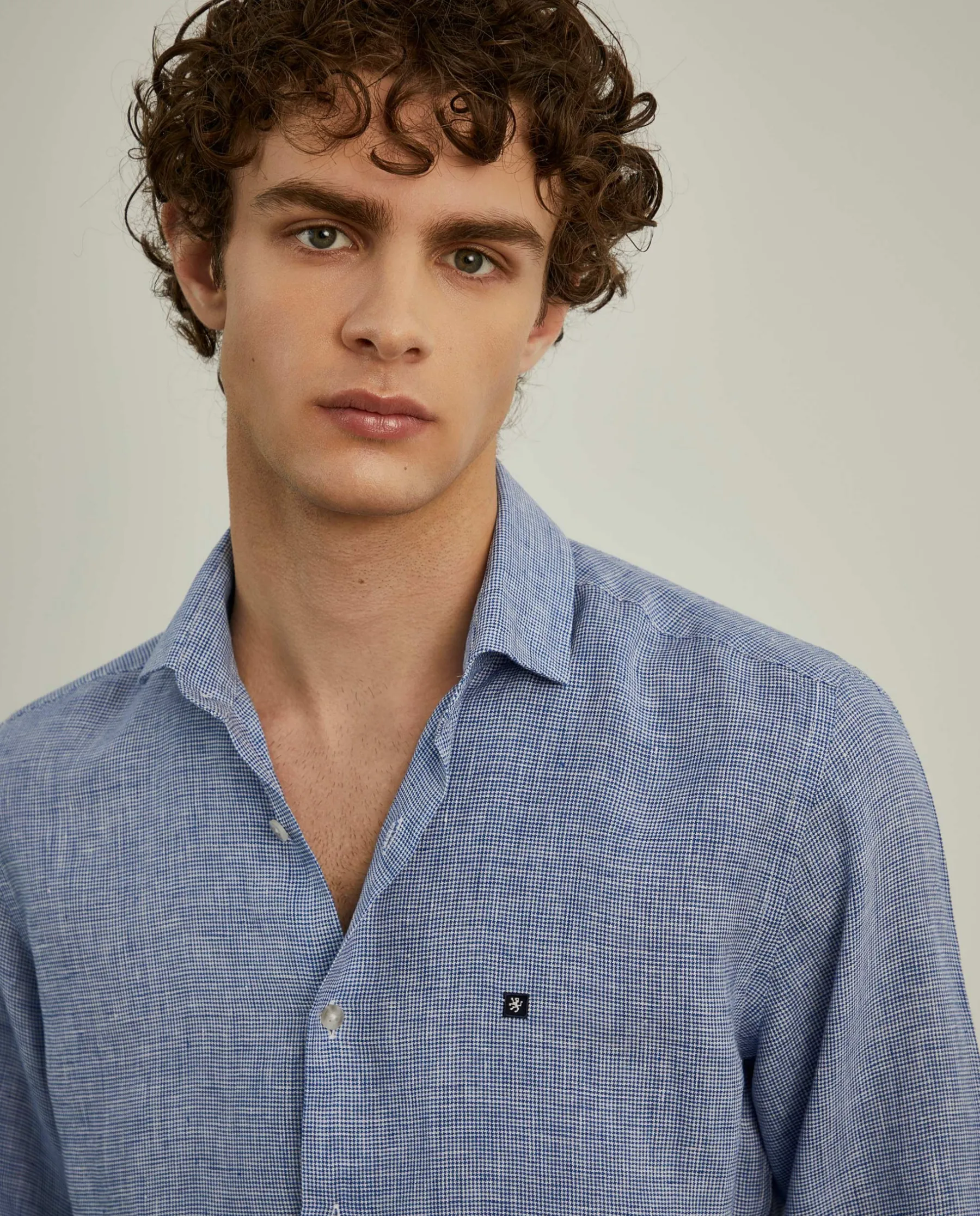 LION OF PORCHES Slim Fit^Camisa xadrez de linho slim fit