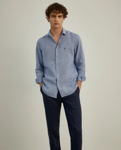 LION OF PORCHES Slim Fit^Camisa xadrez de linho slim fit
