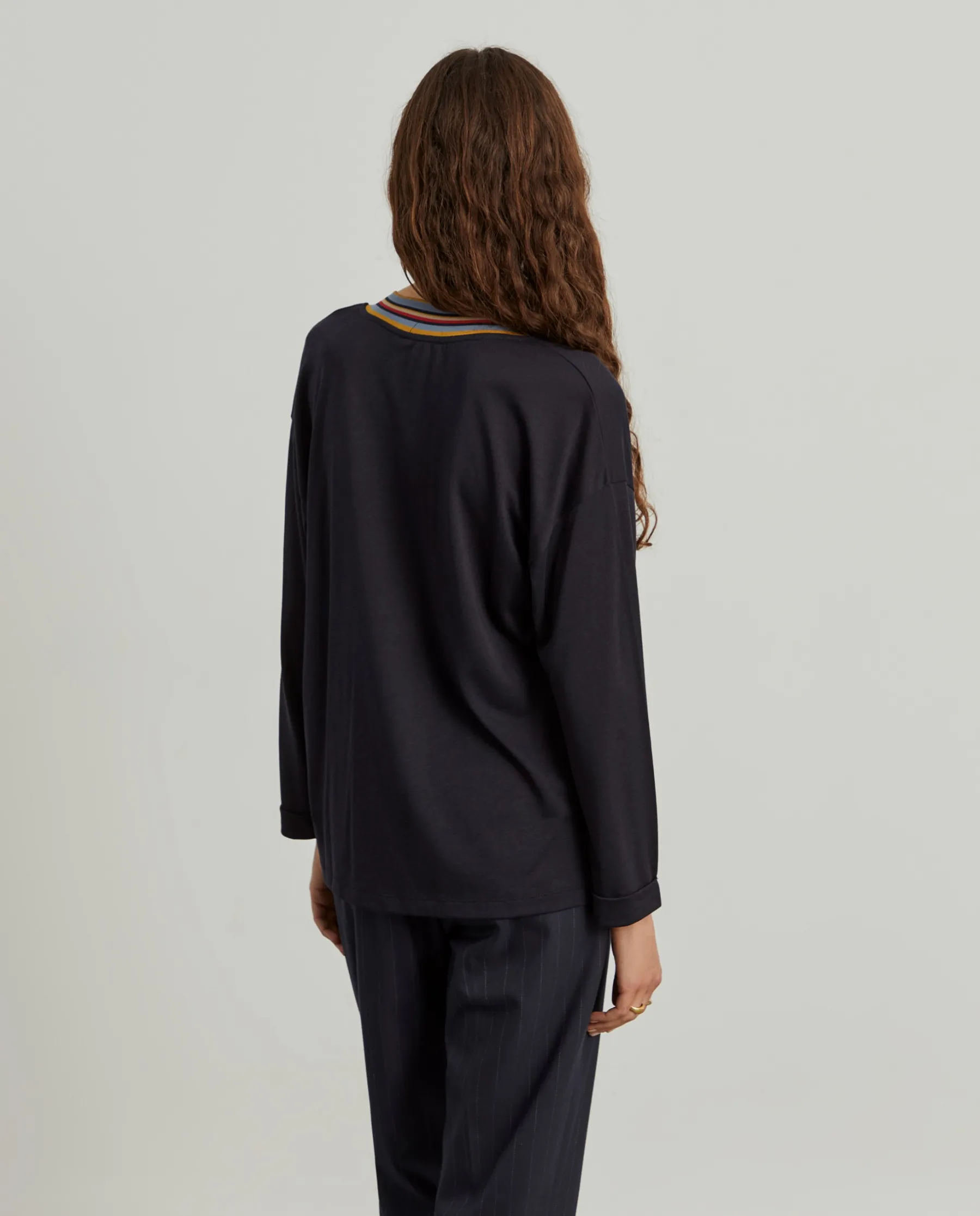 MULHER LION OF PORCHES Camisolas^Camisola de malha em liocel e algodão com riscas