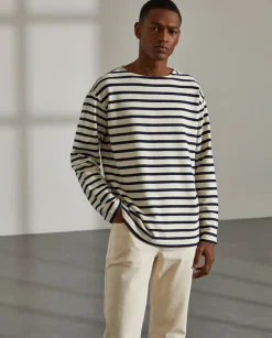 LION OF PORCHES Camisolas^Camisola para homem bicolor com riscas e gola redonda