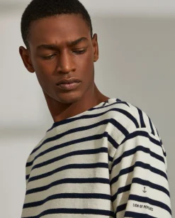 LION OF PORCHES Camisolas^Camisola para homem bicolor com riscas e gola redonda
