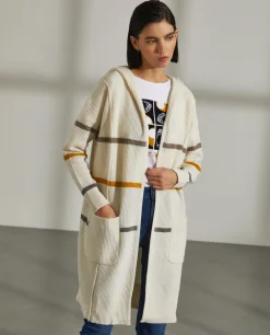 MULHER LION OF PORCHES Cardigans^Cardigan comprido com capuz e riscas